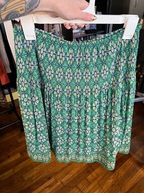 MAX STUDIO Gathered Waist Floral Print Skirt In Green Floral